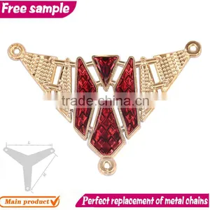 Triangel Shape Red Clear Acrylic Gold Women Shoe TPU Chains Ornaments thumbnail-1