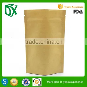 2016 HOT SELL Food Grade Customized Brown Kraft Food Packaging Paper Stand up Pouch Bags With Window and Zipper thumbnail-3