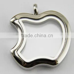 Open Magnet Memory Apple Locket Necklace thumbnail-2