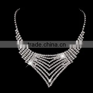 New Fashion Silver Tassels Tiara Necklace & Earrings Jewelry Sets for Women thumbnail-3