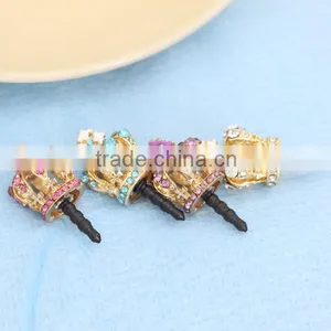 Small Quantity Wholesale 3d Crown Rhinestone Embellished Dust Plug for Phone"s thumbnail-3