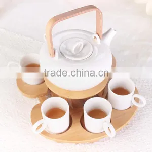 Two Tiers New Bamboo Holder for Coffee Cup/Coffee Pot Set thumbnail-1
