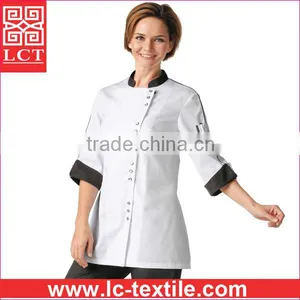 Supply Made of Good Handfeeling Poly Cotton Fabric Middle-sleeved Design Slim Fit Baking Uniform for Catering Staff(LCTU0014) thumbnail-1