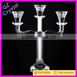3 Arms Transparent Crystal Candle Holder Centerpieces for Wedding Table Decoration thumbnail-1