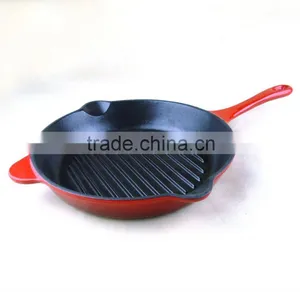 Enamel Cast Iron Paella Fry Pans With Long Handle Support thumbnail-2