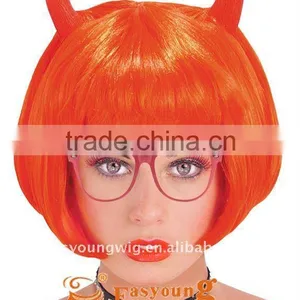 Halloween Festival Wigs for Kids With Horn,yellow Party Wigs thumbnail-4