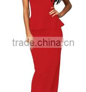 Women's Drop Shoulder Glamorous Peplum Maxi Dress thumbnail-1