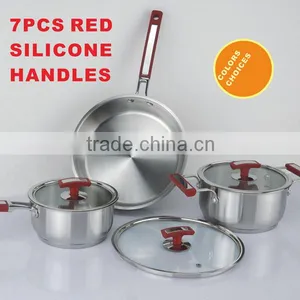 Vantage Design 6pcs Stainless Steel Kitchen Queen Cookware Set With Silicon Handle Including Saucepan Casserole Frypan thumbnail-3