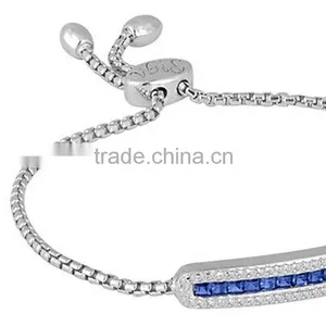Stainless Steel Monica Bracelet Sapphire Diamond Adjustable Bracelet thumbnail-3