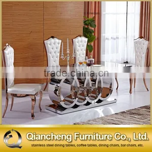 Silver Stainless Steel Restaurant Dining Table With Marble Top thumbnail-2