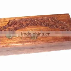 Wood Rectangularbrassinlay Wood Gift Storage Box, Wooden Carved & Brassinlay Box, Decorative Box, Wooden Storage Box thumbnail-3