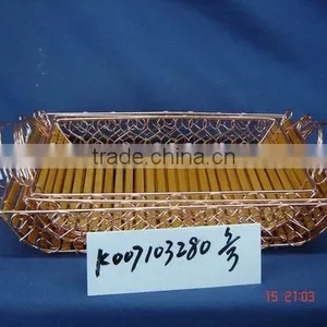 Bamboo Wire Storage Tray With Handle thumbnail-1