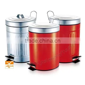 Powder Coated Step Can Waste Trash Basket Bin Box Garbage Can Red Rubbish Bin thumbnail-2