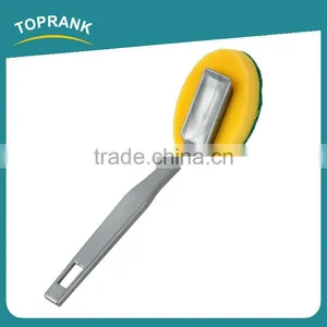 Toprank Wholesale Strong Decontaminating Kitchen Cleaning Sponge Scourer Round Green Scouring Pad Sponge With Handle thumbnail-2