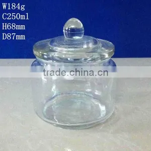 250ML Round Glass Food Jar With Glass Lid thumbnail-1