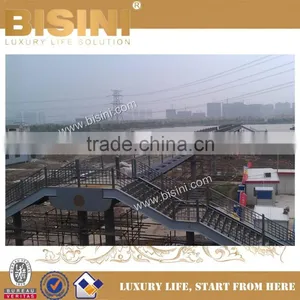 Double-Half-moon-shaped Steel Bridge, Prefab Steel Structure Landscape Bridge, Blue Bridge With Iron Guardrail(BF08-Y10037) thumbnail-3