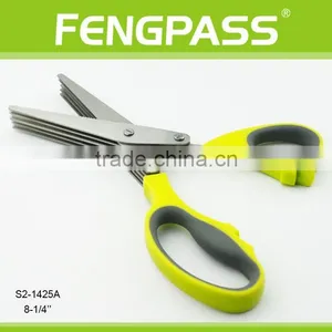 S2-1425A 8-1/2'' Best Seller Soft Rubber Handle With Stainless Steel 5 Blades Herb Scissors thumbnail-2