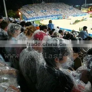 Disposable Clear Plastic Raincoat With Hood thumbnail-1