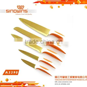 A3390 New Design 5pcs Colorful Titanium Blade 5pcs Stainless Steel Knife Set thumbnail-2