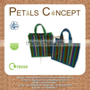 Stripe Printed Jute Gift Bag thumbnail-1