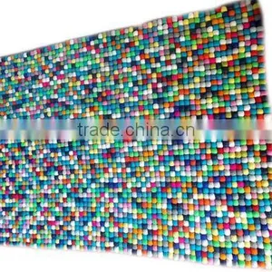 High Quality Nepal Handmade Multicolor Rectangular Felt Ball Rug thumbnail-1