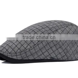 Fashion Custom Grid Fabric Hat Beret Caps Good Quality Men Cap Hat/Cap thumbnail-3