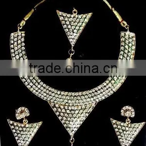 Fancy Diamond Stone Necklace Sets thumbnail-3