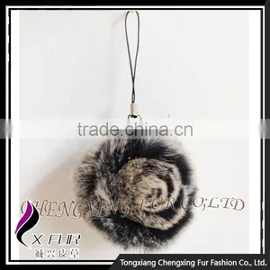 CX-P-22 Genuine Rex Fur Flower Mobile Phone Charms Fancy Keychain thumbnail-6