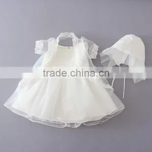 Latest Design Hot Sale Summer Dress 2017 Wholesale Silk Baby Clothing Kids White Short Sleeve Baby Girl Floral Tutu Dress thumbnail-1