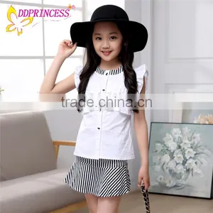 2017 Hot Sale Boutique Sets Girls Summer Fashion Matching Clothing Set Outfit 2 Pieces With Stripe Wholesale thumbnail-3