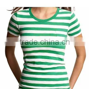 WOMEN'S STRIPED CREW NECK T SHIRT thumbnail-1