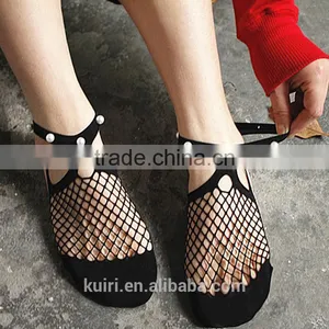 WS-39 2017 Fashion Fishnet Socks Slipper Modern Cool Pearl High Heels Mesh Socks Summer Short Ped Socks thumbnail-1