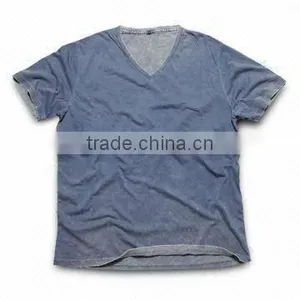 Men's Knitted T-shirt With V-neck, Made of 100 Cotton, Customized Requirements Accepted thumbnail-1