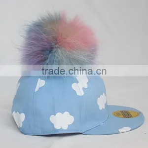 Myfur Baby Boy Spring Baseball Cap Wholesale With Detachable Colorful Raccoon Fur Ponpon thumbnail-1