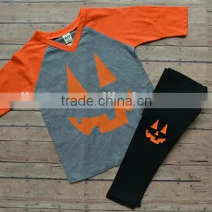Wholesale Children's Boutique Clothing Halloween Pumpkin Patterned Boys and Girls Suit thumbnail-1
