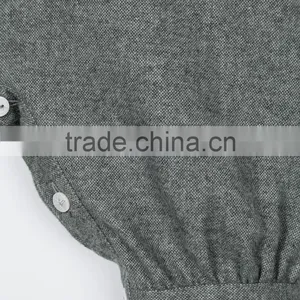 Grey Flannel Collared Winter Baby Romper for Little Cute Baby With Button Fastening and Button Cuffs thumbnail-3
