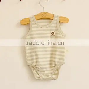 Hot Sale Stripe Organic Cotton Newborn Baby Vest Bodysuit thumbnail-3