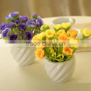 Lovely Decorative Artificial Silk Restaurant Table Vase Crystal Rose Flower thumbnail-5
