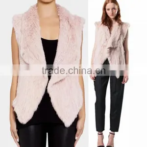 YR827 1*1 Knit Top Quality Fashion Design Factory Quality Ladies Rabbit Fur Gilet thumbnail-1