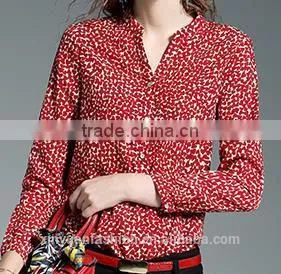2017 New Style Office Blouses for Women Printed Long Sleeve Blouse thumbnail-2