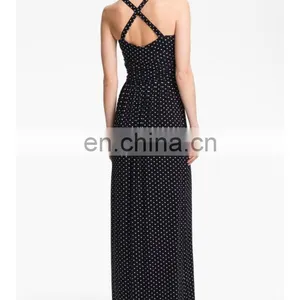 CHEFON Polka Dot Black Halter Maxi Dress thumbnail-2