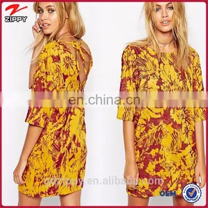 New Arrival Midi Sleeve Round Neck Loose Design Print Bangkok Dress thumbnail-1