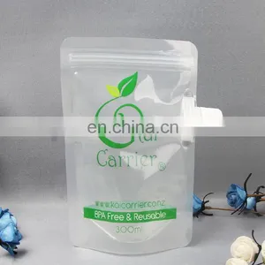 Transparent 300ml Zipper Bag Stand up Reusable Juice Drink Spout Pouch for Food Packaging Bag thumbnail-1