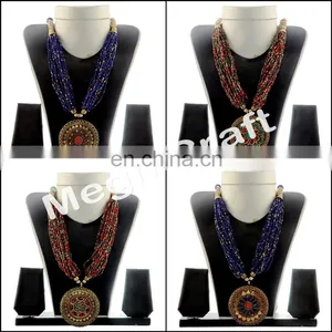 Costume Necklace - Pearl Beaded Necklace - Bollywood Necklace - Banjara Necklace- Indo Western Necklace Set thumbnail-3