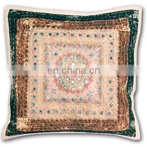 Khambria Cushion Cover, Chikan Work Cushion Cover thumbnail-1