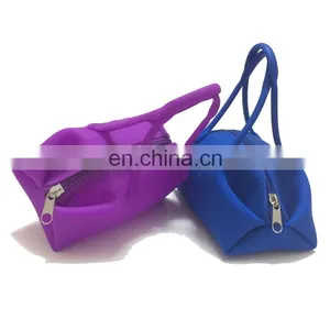 Candy Color Women Waterproof Silicone Mini Tote Coin Purses Hand Carry Money Bags With Zipper thumbnail-1