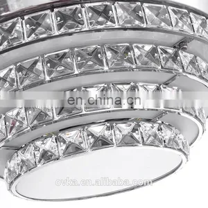 European Crystal Stealth Ceiling Fan Light Bedroom Modern Minimalist Restaurant European-style Living Room Ceiling Fan Lights thumbnail-5