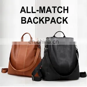 Large Capacity Hair Ball Lightweight Waterproof Casual Travel Female Anti-theft Pu Leather Ladies Women Backpack thumbnail-4