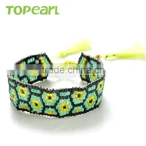 Seed Beads Bracelets Yellow Cotton Tassel Wrap Bracelets for Women CLL152 thumbnail-1