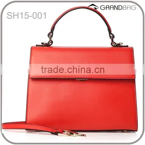 Hot Selling Wholesale New Fashion Red Genuine Leather Handbag / Leather Bags Women Shoulder Bag/ Leather Satchel Bag Quality Choice thumbnail-1